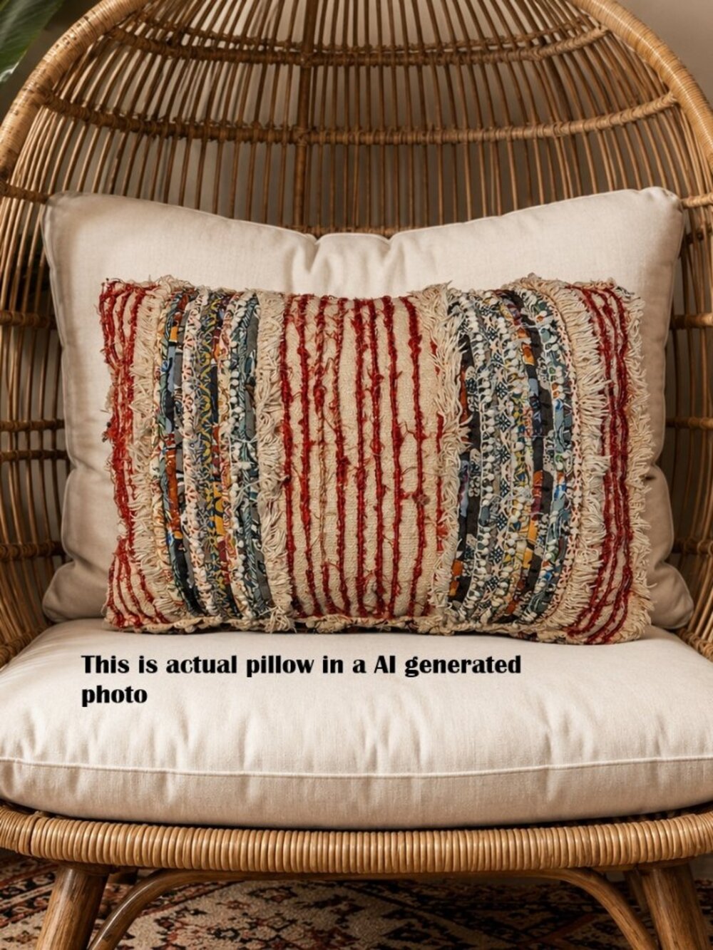 World Market BOHO Multicolor Cotton Throw Pillow 20x 14” Great